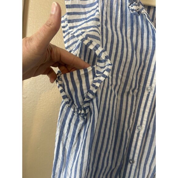 Maeve by Anthropologie Striped Button Down Tunic Women Medium Blue White Small - Picture 4 of 12